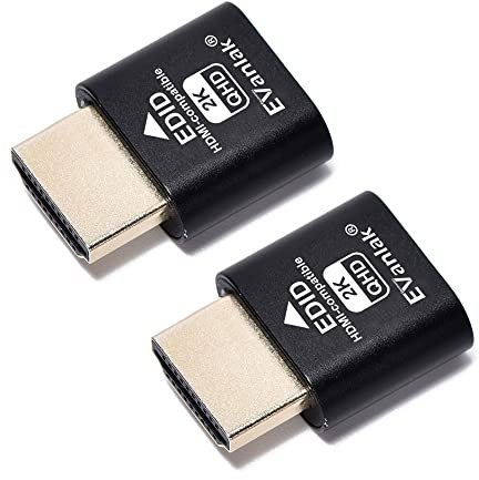 EVanlak HDMI Dummy Plug Headless Ghost Display Emulator Premium Aluminum PC（Fit Headless-1920x1080 New 3RD@60Hz）-2Pack
