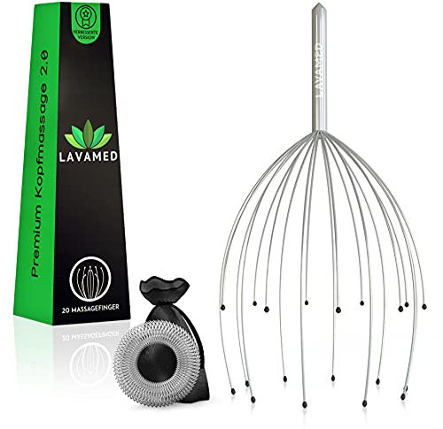 LAVAMED® Kopfmassage Spinne, Premium Kopfmassage-Gerät - Massagespinne für Kopf - Kopfmassage-Spinne, Kopfkrauler mit 20 Massage Armen - Das perfekte Geschenk