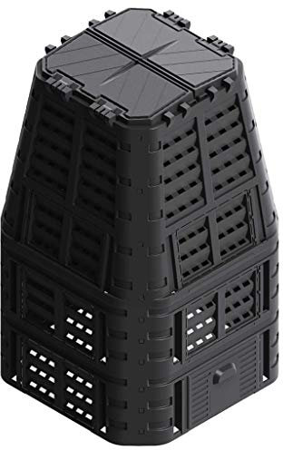 'vidaXL Garden Composter Bin - 1000L Large Capacity for Recipes - Weather- Black Plastic for Outdoor Composting
