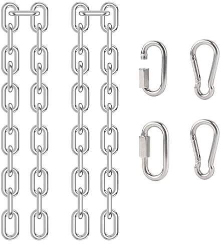DesertBoy Verlängerungskette für Hängesessel 2 Stück Edelstahlkette Boxsack Halterung 60cm Gliederkette Rundstahlkette mit 4×M5 Kettenglied Karabiner