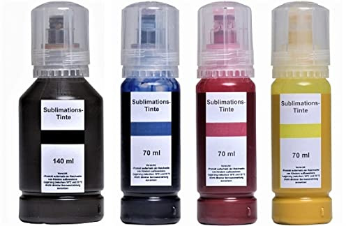 350 ml SUBLIMATIONSTINTE schwarz, cyan, magenta, gelb, kompatibel mit Epson Ecotank 102 für ET-15000 2700 2750 2751 2756 3700 3750 4750, WorkForce ST-2000 3000 4000