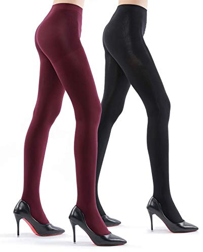 WAKUNA 2 Paar Damen 80D ultra blickdichte Strumpfhose mit Control Top | All Day Comfort Fit，Durable Wear-resistant，Skin-friendly & Breathable