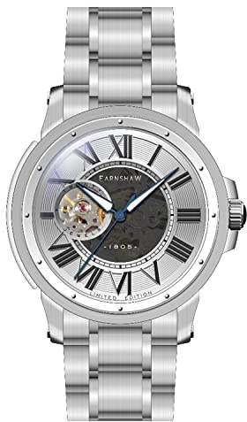 Thomas Earnshaw Herren 42mm Comet Open Heart Skeleton Automatik Mercury Uhr mit massivem Edelstahlarmband ES-8243-11