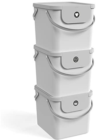 Rotho Albula 3er-Set Wäschesammler 40l, Kunststoff (PP recycelt), weiss, 40l (40.0 x 35.8 x 34.0 cm)
