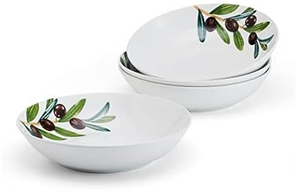 Studio Nova Olive Set of 4 Pasta Bowls, 8 Inch, 20 Ounce, White
