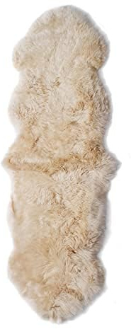 Nordic Sheep Real Sheepskin Rug 2x6 ft | Sheepskin Rugs for Living Room and Sofa | Bedside Rugs for Bedrooms | Large Fluffy Rug is Breathable & Heat-regulating in Color Beige