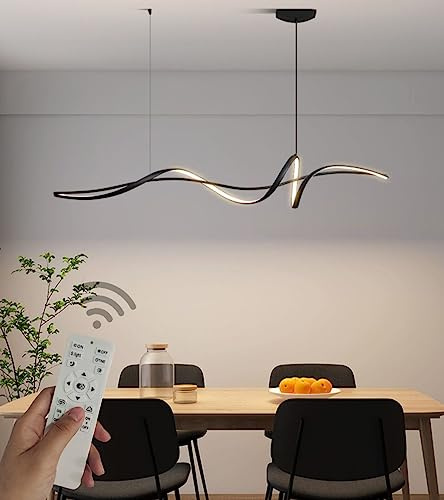 WJYCYN LED Pendelleuchten Esstisch Pendelleuchte Dimmbar Schwarz Spiral Design L120cm Esszimmer Leuchten Mit Fernbedienung Esstisch Leuchten Wohnzimmer Küche Büro Hängelampe (A L120cm 36W)