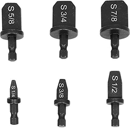 Swaging-Werkzeug-Bohrer-Set, 6 Stück Sechskantgriff Manuelles Klimaanlagen-Kupferrohr-Bördelwerkzeug, HVAC Reparatur-Set beinhaltet 7/8 Zoll, 3/4 Zoll, 5/8 Zoll, 3/8 Zoll, 1/4 Zoll Bits