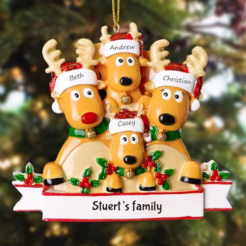 witfox Personalisierte Weihnachtsanhänger mit 2/3/4/5/6/7/8 Familiennamen - 2025 Kunstharz-Weihnachtsbaumschmuck Personalisierte Weihnachtskugeln Familie, Partner und Freunde4