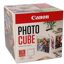 Canon Photo Cube Creative Pack, Pink - PP-201 Glossy II Photo Paper 5x5 (40 Sheets) + Photo Frame - Compatible with Canon PIXMA Printers