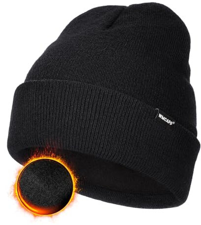 Wmcaps Klassische Mütze Herren Damen, Warm Fleece Wintermütze Strickmütze Winter Warme, Weich Stretchy, Atmungsaktiv Unisex Beanie für Herren Geschenke Weihnachtsgeschenke für Männer Frauen, Schwarz
