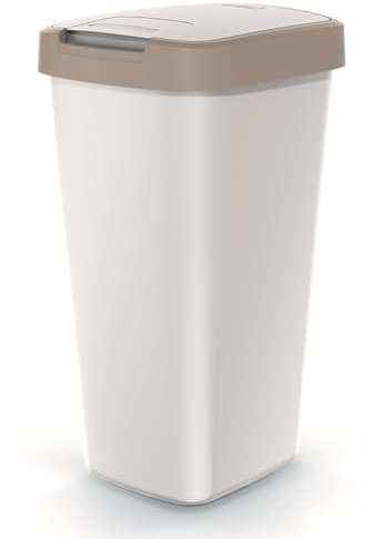 BirnePower Mülleimer Müllbehälter Abfalleimer Biomülleimer Aschgrau mit Deckel Abfallsammler Mülltonne Papierkorb Schwingeimer (Braun, 45L)