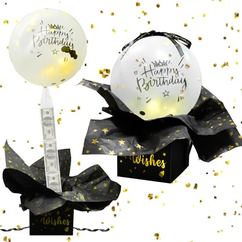 Funny Birthday Money Box for Cash Gift Pull, Caja de Regalo de Dinero de Cumpleaños para Tirar de Regalo en Efectivo, Caja Sorpresa de Cumpleaños con Globo de Cumpleaños