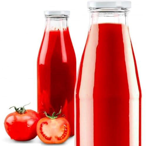Bottilgia per passata di pomodoro da 720 ml con tappi idonei alla bollitura inclusi - 20 Barattoli Bottiglia in Vetro per Succo Frutta Salsa di pomodoro 720 ml con Tappo D. 53 mm