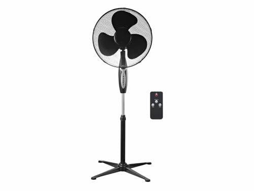 KOLORENO Viento-R Ventilator - Standventilator - Lüfter - Bodenventilator, Leise - Kühlung - Sommer - für Wohnzimmer, Schlafzimmer - mit Fernbedienung - 45W - Schwarz