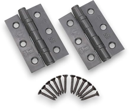 Infinity Decor Heavy Duty CE7 Steel Ball Bearing Butt Hinges Gunmetal Grey Set – 3Inch (80mm) Hinges Suitable for Internal External Doors and Windows
