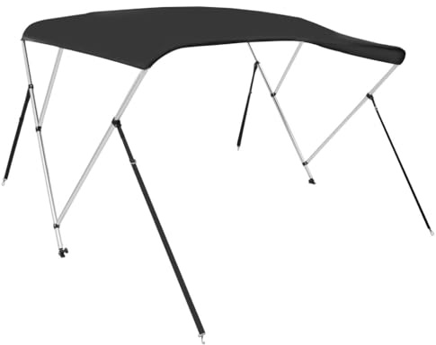 vidaXL Toldo Bimini de 3 Arcos, Capota Impermeable para Barco con Paredes Laterales, Cubierta para Barca, Protección contra Granizo Lluvia UV, Negro