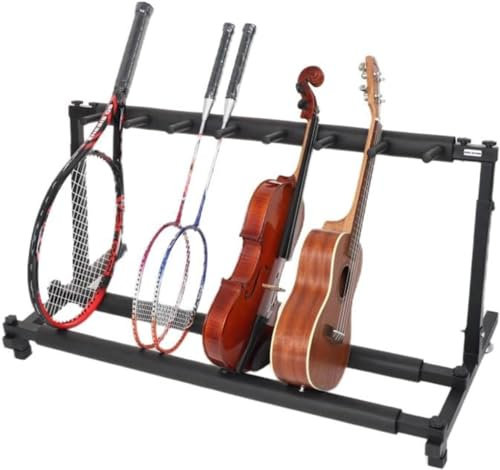 Vnook Großes Aufbewahrungsregal, Schwarzer Boden-Eck-Fitness-Organizer Mit Weichen Schaumstoffarmen Und Höhenverstellbar for Tennisschläger/Badmintonschläger, 1-stöckig