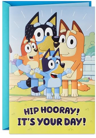 Hallmark Bluey Musical Birthday Card with Light (Hip Hooray)