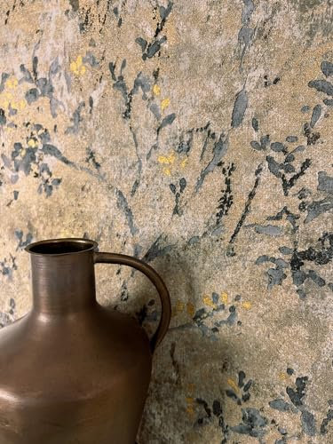 Newroom Tapete Braun Vliestapete Blätter - Mustertapete Floral Grau Gold Äste Blätterranke Vintage 3D Optik Blumentapete Zweige inkl. Tapezier-Ratgeber