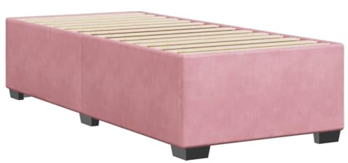 vidaXL Bettgestell, Bettrahmen mit Lattenrost, Polsterbett Bett für Schlafzimmer, Einzelbett Schlafzimmerbett, Rosa 90x200 cm Samt