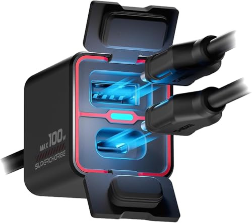 CHIGEE Neueste Generation Motorradbatterieladegerät, 100 W, ultrakompakt und leicht, Notladung, niedrige Standby-Leistung, IP66 wasserdicht, kompatibel mit Blei-Batterien