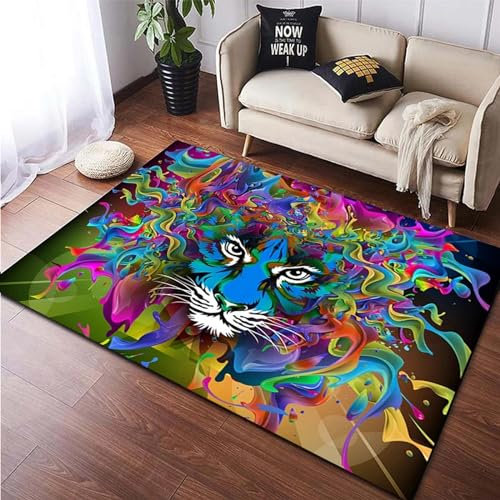 Kind Teppich 100 X 200 cm / 39.37 X 78.74, Schlafzimmer Teppich, 3D Teppiche Wohnzimmer Teppiche Weich rutschfest Teppich Für Wohnzimmer Schlafzimmer Bettvorleger Tiger-Tierwelt -6A6Y9B0