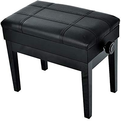 KIUYDHGD Klavierbank aus Leder, Verstellbarer Klavierhocker mit Notenfach, Tastatur, Klavierbank, gepolsterter Sitz, gerade Beine aus Pu-Leder, schwarzes Muster
