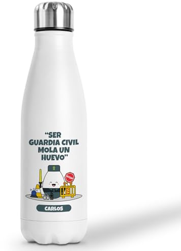 Botella Térmica Personalizada Mi Trabajo Mola Un Huevo | Regalo Original con Frases De Humor | Termo Acero Inoxidable Doble Capa 500 ml (Guardia Civil)