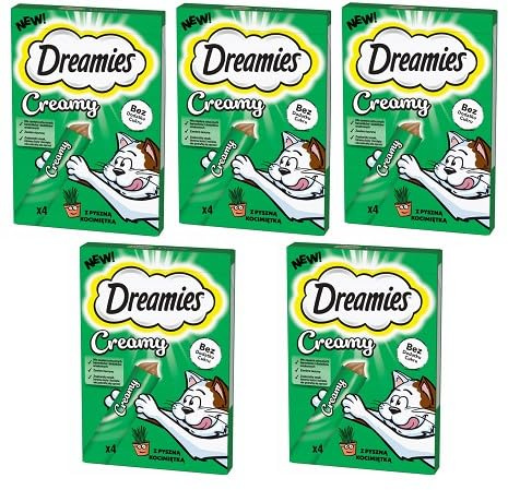 DREAMIES Creamy Katzenminze Cremige Leckerlis für Katzen mit Katzenminze Multipack 5x4x10g (20 Portionen)