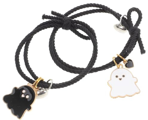 GALPADA 2stücke Magnet Armbänder Mit Gespenster-herz-anhängern Geflochtene Freundschaftsarmbänder Für Täglicher Gebrauch Ergänzung Für Besondere Anlässe