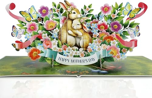 CUTPOPUP Kaninchen Mama - Karte Muttertag, Geburtstagskarte, Geburtstagskarte Frau, Muttertag Karte, Geburtstagskarten (Rabbit Mum) US8SD230DE