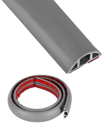 Gaine de câble de sol autocollante pour bureau, maison, usines, garages, intérieur et extérieur, 1 m x 30 mm, cavité grise de 10 mm