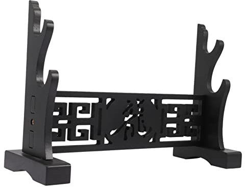 VANZACK Dreistufiger Holz-schwertständer Dragon Bagua Design Dekorativer Desktop-sword Flötenhalter Robustes Holzdisplay Für Samurai Waffensammlung