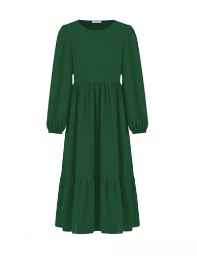 Arshiner Vestido Infantil Manga Larga Vestidos Navideño Verde Fiesta Niñas Vestido con Volantes Forma A Elegante Otoño para Niños Vestidos de Fiesta Largo Invierno Ropa Infantil 6-7 Años
