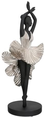GILDE Skulptur Ballet - Ballerina aus Kunstharz - schwarz matt - metallische Optik - Höhe 44cm x Ø 14 cm