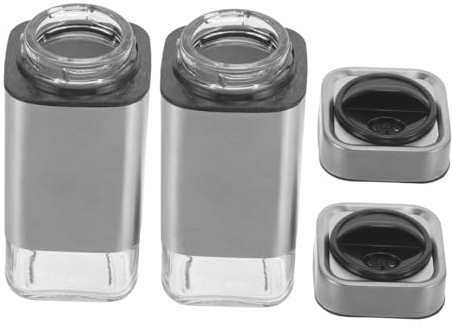 NOLITOY 2 piezas Saleros y Pimenteros de Acero Inoxidable con Orificios Ajustables para Dispensar Condimentos Diseño Moderno Cuadrado para Cocina Control Preciso de Sal y Pimienta