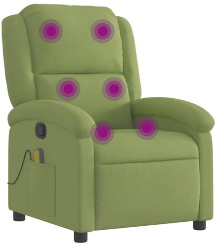 vidaXL Poltrona Massaggiante Reclinabile Verde Chiaro in Velluto