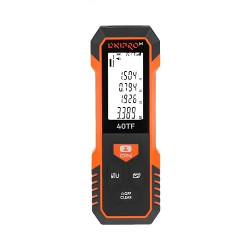 Dnipro-M Medidor Telémetro Láser Digital – Distancia, Área, Volumen y Pitágoras, Ángulo Digital 0-90°, Memoria 20 Mediciones, Precisión ±1,5mm, Pantalla LCD, IP54, Profesional (40TF - 40 Metros)
