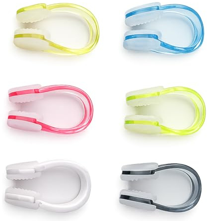 pawpoem 6pcs Swimming Nose Clip, Kids Adult Soft Silicone Waterproof Nose Protector, Ergonomic Non-Slip Design for Water Sports, Includes Clear Storage Box for Reuse and Travel