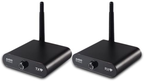 Plyisty Trasmettitore/Ricevitore Audio Wireless 2,4 Ghz, Portata 100 M, Latenza Zero, Kit Adattatore Audio Wireless Con Cavo AUX, Per Altoparlanti, Amplificatori, Soundbar