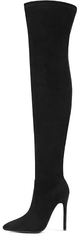Veelau Meieer Bottes hautes pour femme avec talon aiguille - Bottes longues tendance pour fête et streetwear