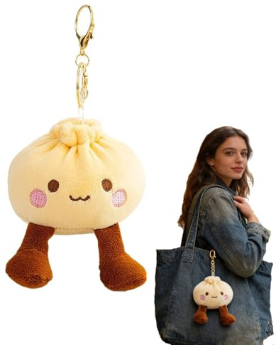 Baozi Soft Stuffed Toys, Lovely Plush Dolls & Mini Hanging Pendants, Cute Food-Inspired Plush Keychains With Soft Touch, Compact Size for Daily Decoration, Great As Birthday Gifts (S)