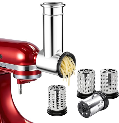 Slicer Shredder Aufsatz für Kitchenaid Standmixer | Edelstahl, Gemüseschredder, Käsereibe, Salatmacher, Chopper Mahlpulver Zubehör für Küchenhelfer