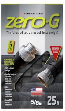zero-G 4001-25 8 Inch by 25 Feet Lightweight, Ultra Flexible, Durable, Kink-Free Garden Hose, 5, 5/8 x 25', Gray