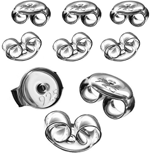 MY-BEAD Ohrringverschlüsse 10 Stück Ohrstecker Sterlingsilber 925 Silber Pousetten Ø 4.5mm Butterfly Verschlüsse Ohrringe Stecker basteln Ersatz DIY