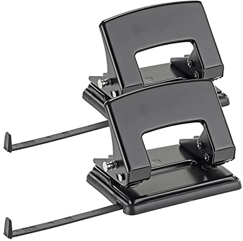 General Office Locher: 2er-Set 2-fach-Bürolocher für 30 Blatt, Anschlagschiene (DIN A6/A5/A4) (Aktenlocher, Papierlocher, Stanzer)