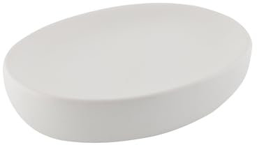 axentia Seifenschale Bonja Wellness weiß, Seifenschale aus hochwertiger mit schlichtem und modernem Design, Seifenbox mit großer Ablagefläche in schöner Farbe