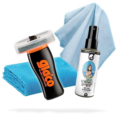 detailmate Kit de polissage pour verre idéal pour la préparation du vitrificateur: Soft99 Glaco Glass Compound Roll On 100ml + nettoyant pour vitres de voiture 100ml + chiffons en microfibre