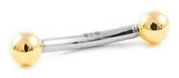 Piercing Acero y Oro Ceja bola lisa 3 mm (9kts) - Estuche Regalo - Certificado de Garantía - Mondepetit
